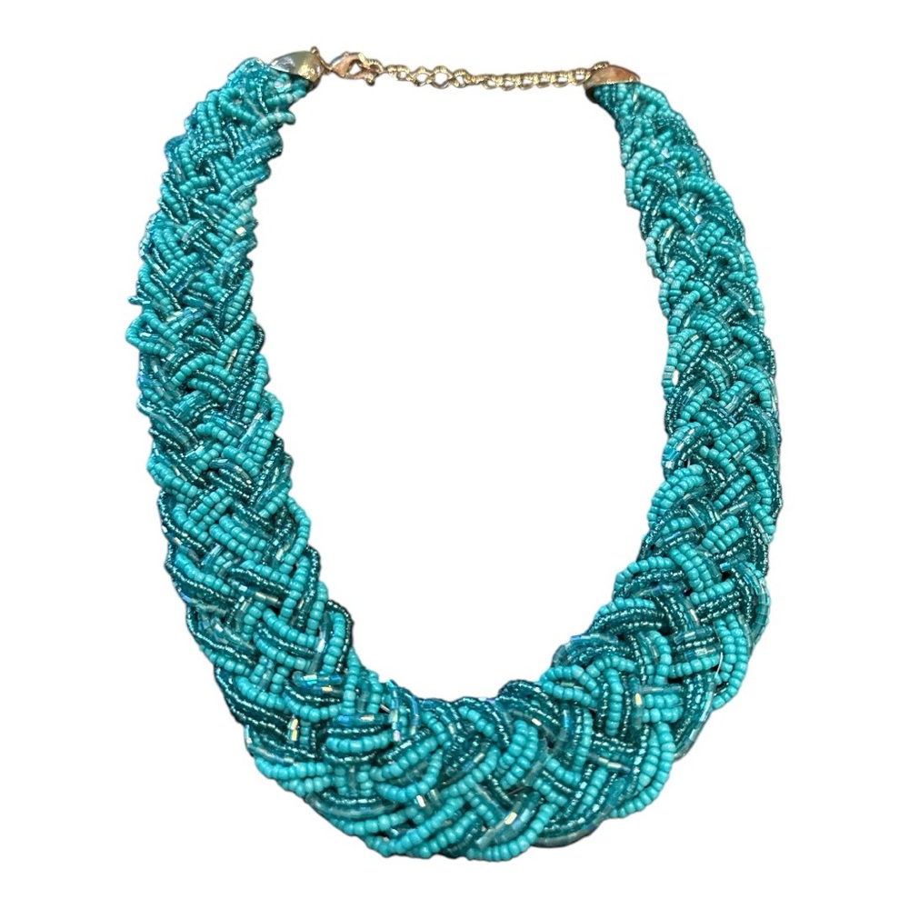 Turquoise Braided Seed Bead 9.5” drop JB2